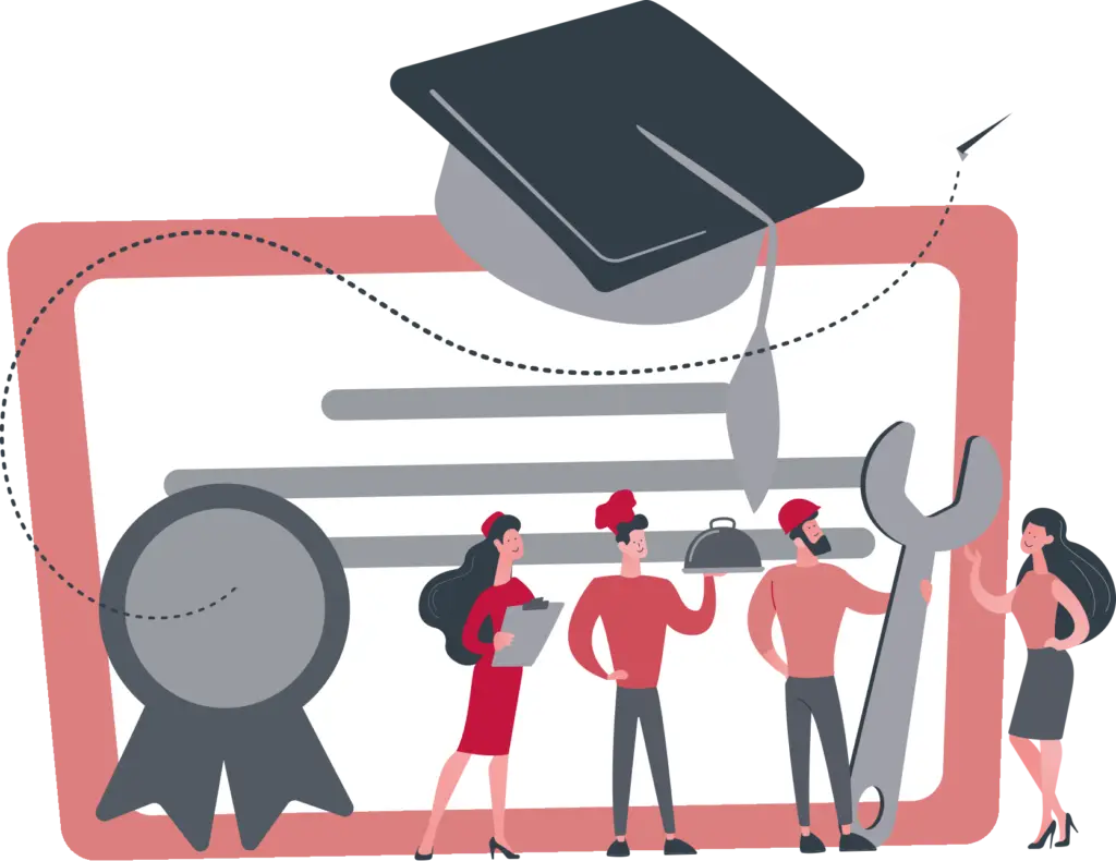 Illustration Bildung mit Zertifikat